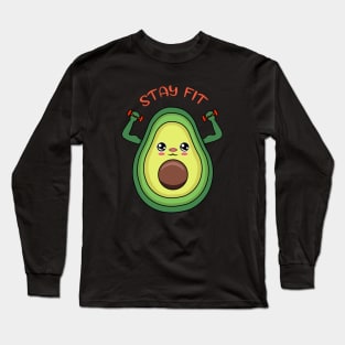 Stay Fit, cute avocado lifting weights Long Sleeve T-Shirt